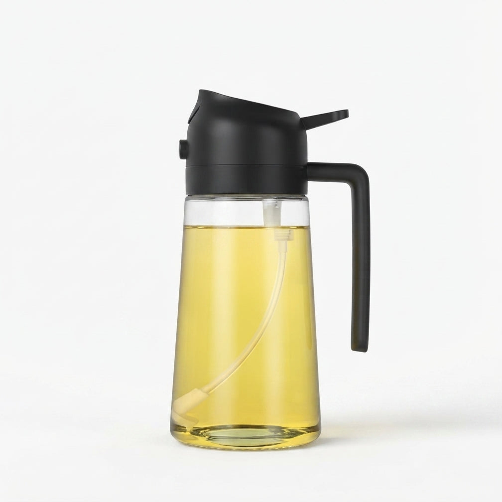 2-in-1 Oil Spray Bottle Glass Black