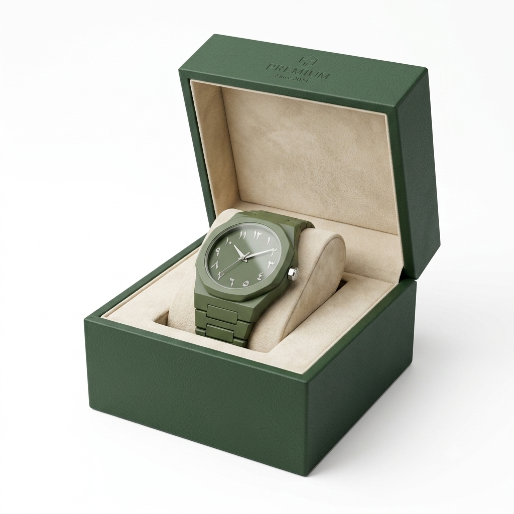 Olive Green Carbon Fiber Tactical Watch 45mm
