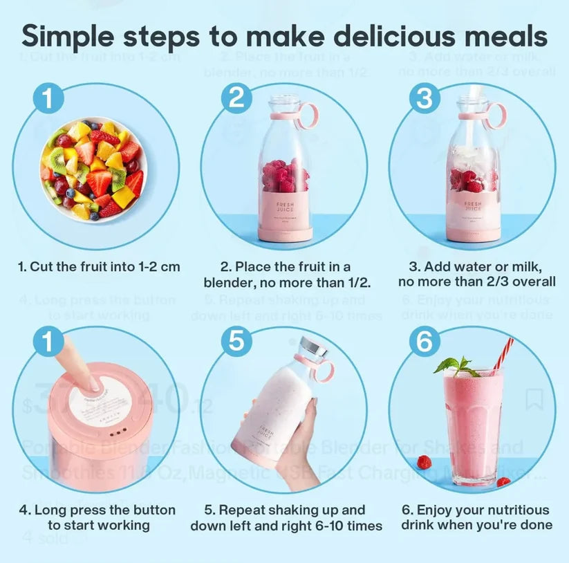 Portable Rechargeable Blender for Smoothies & Shakes