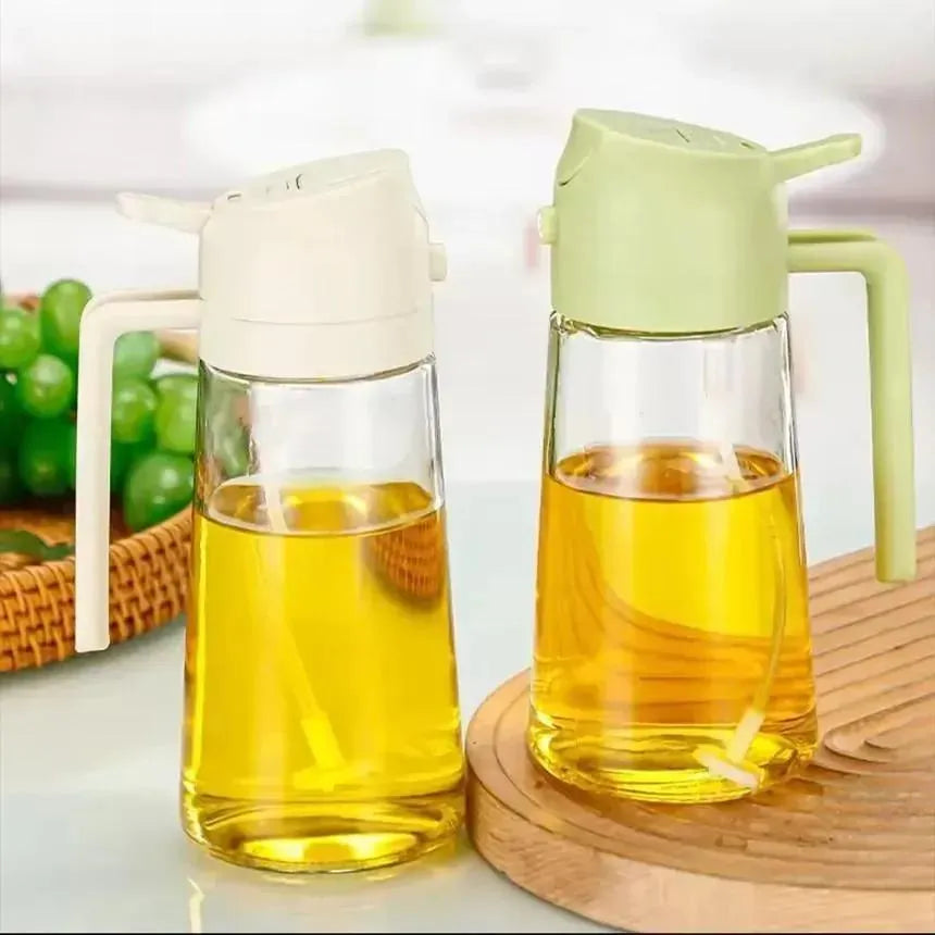 2-in-1 Oil Spray Bottle Glass Black